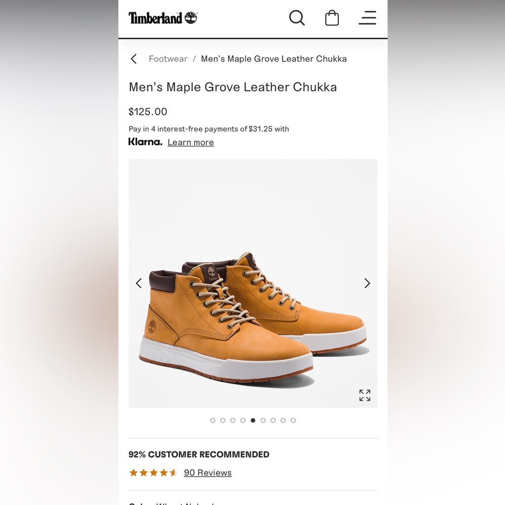 New Timberland Men's Maple Grove Leather Chukka
Size 10.5 Wheat Nubuck